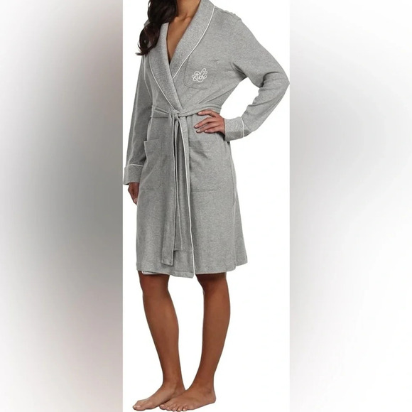 Lauren Ralph Lauren Essentials Short Shawl Collar Belted Robe Sz  S - Picture 2 of 11